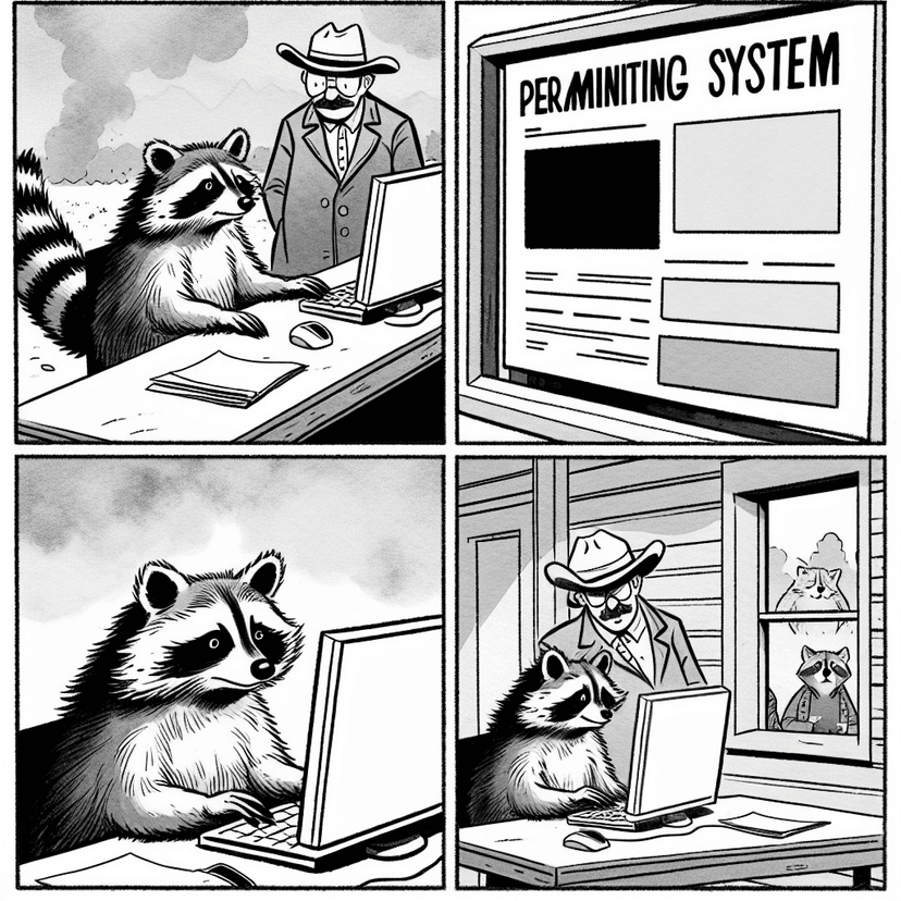 "I thought 'online permitting' meant a virtual campfire, not more paperwork!"